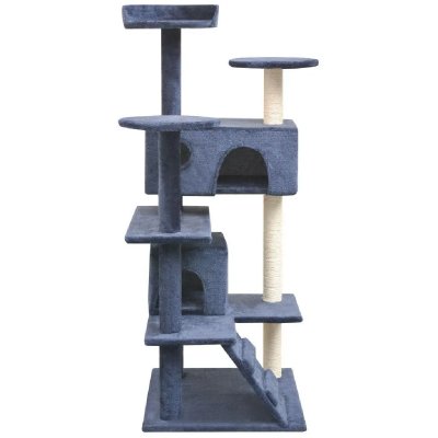 HELLOSHOP26 Arbre &agrave; chat griffoir grattoir niche jouet animaux peluch&eacute; en sisal 125 cm bleu fonc&eacute; 3702227 