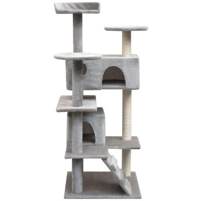 HELLOSHOP26 Arbre &agrave; chat griffoir grattoir niche jouet animaux peluch&eacute; en sisal 125 cm gris