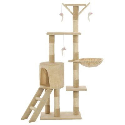 HELLOSHOP26 Arbre &Agrave; Chat Griffoir Grattoir Niche Jouet Animaux Peluch&eacute; En Sisal 138 Cm Beige  3702038