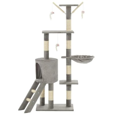 HELLOSHOP26 Arbre &Agrave; Chat Griffoir Grattoir Niche Jouet Animaux Peluch&eacute; En Sisal 138 Cm Gris  3702036