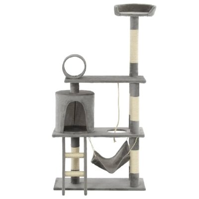 HELLOSHOP26 Arbre &Agrave; Chat Griffoir Grattoir Niche Jouet Animaux Peluch&eacute; En Sisal 140 Cm Gris  3702125