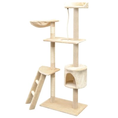 HELLOSHOP26 Arbre &agrave; chat griffoir grattoir niche jouet animaux peluch&eacute; en sisal 150 cm beige 3702073 