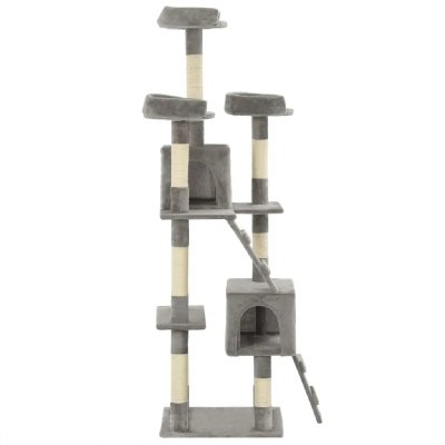 HELLOSHOP26 Arbre &agrave; chat griffoir grattoir niche jouet animaux peluch&eacute; en sisal 170 cm gris 3702087 