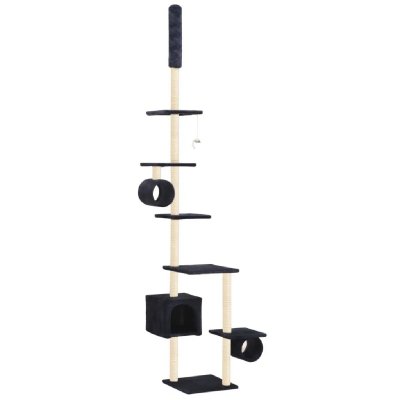 HELLOSHOP26 Arbre &agrave; chat griffoir grattoir niche jouet animaux peluch&eacute; en sisal 260 cm bleu fonc&eacute;
