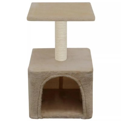 HELLOSHOP26 Arbre &agrave; chat griffoir grattoir niche jouet animaux peluch&eacute; en sisal 55 cm beige