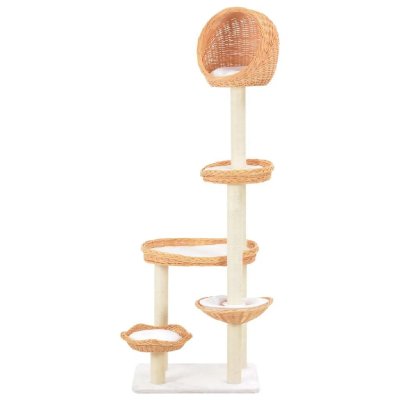 HELLOSHOP26 Arbre &agrave; chat griffoir grattoir niche jouet animaux peluch&eacute; en sisal naturel bois de saule