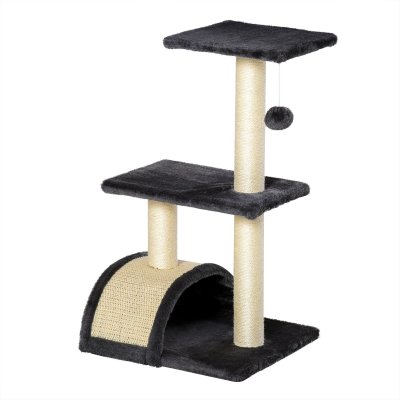 Arbre &agrave; chat griffoir grattoir peluche sisal naturel gris
