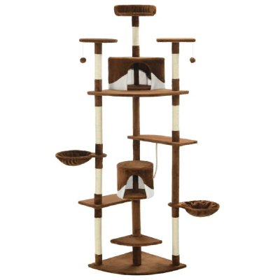 HELLOSHOP26 Arbre &agrave; chat  - 203 cm Marron/Blanc