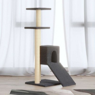VIDAXL Arbre &agrave; chat Maison pour chat avec griffoirs en sisal Gris fonc&eacute; 92 cm  - Gris