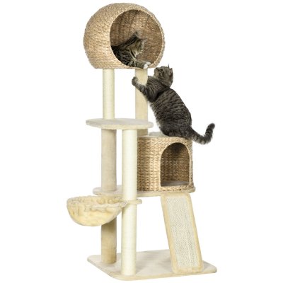 PAWHUT Arbre &agrave; chat style cosy chic  60x60x150cm Beige