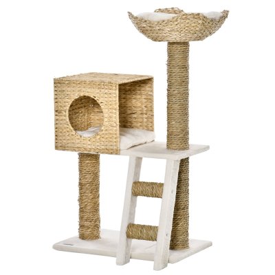 PAWHUT Arbre &agrave; chat style cosy chic quenouille peluche polyester