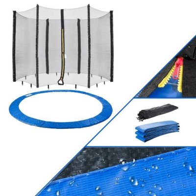 AREBOS  244 cm Coussin de protection pour trampoline + filet pour 6 tiges