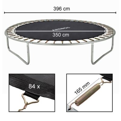 AREBOS  Tapis de Saut de Trampoline Remplacement Noir Rond 396 cm