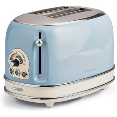 ARIETE  Grille-pain 2 fentes 815W Acier Bleu Vintage Retro Thermostat 6 positions
