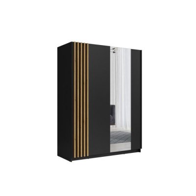 Armoire 2 portes coulissantes 150 cm - noir et ch&ecirc;ne - collection varia 