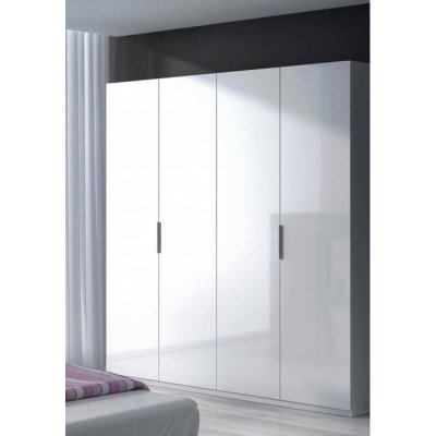 Armoire 4 portes effet bois blanc