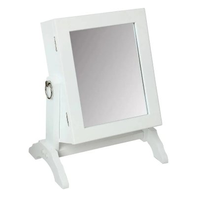 Armoire &agrave; bijoux avec miroir inclinable - Taupe - Rangement 54 bijoux