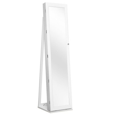 Armoire &agrave; Bijoux sur Pieds Miroir Pleine Longueur et Miroir de Maquillage Int&eacute;gr&eacute; 38 x 38 x 157,5 cm