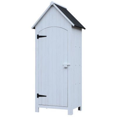 OUTSUNNY Armoire abri de jardin -  - 3 &eacute;tag&egrave;res - Bois sapin - Toit bitum&eacute; - Blanc