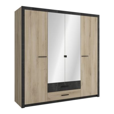 Armoire Beige et Noire avec 4 Portes et 2 Tiroirs DENVER