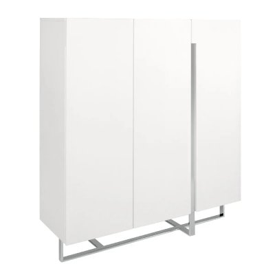 Armoire Blanc Brillant trois tiroirs avec pieds en acier
