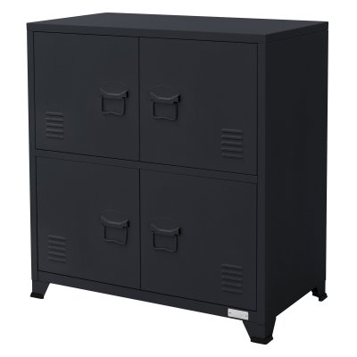 Armoire classement bureau anthracite 75x40x80,5cm acier 2 compartiments 4 portes 490011990