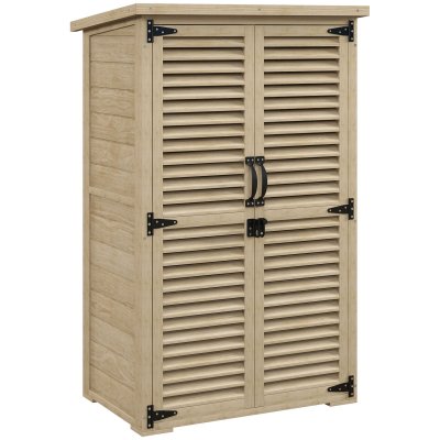 OUTSUNNY Armoire de jardin abri de jardin 2 portes persiennes 2 &eacute;tag&egrave;res toit bitum&eacute; bois sapin pr&eacute;-huil&eacute;