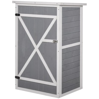 OUTSUNNY Armoire de Jardin en Bois de Sapin -  - Grande Porte Verrouillable - Toit Bitum&eacute; Inclin&eacute;