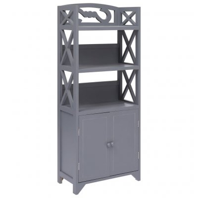 Armoire de salle de bain gris 46x24x116 cm bois de paulownia