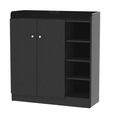 Armoire / etagere / meuble a chaussures tr&egrave;s pratique en panneaux de particules noir
