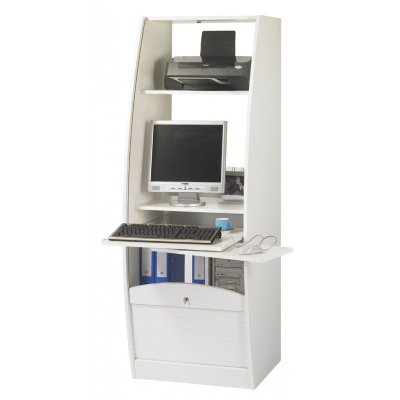 Armoire informatique galb&eacute;e largeur 60 cm - coloris: blanc PARIS572BL
