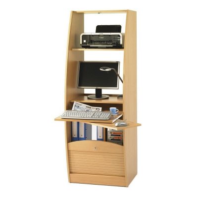 Armoire informatique style contemporain d&eacute;cor h&ecirc;tre - L 60 cm