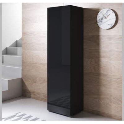 Armoire Murale - LUKE V4 - 1 porte - Noir Finition brillante - 4 compartiments