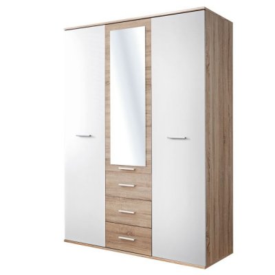 Armoire-penderie - dino - 135 cm x 191 cm x 55 cm - ch&ecirc;ne et blanc