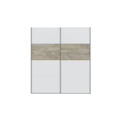 Armoire penderie emma avec portes coulissantes l180 x h200cm - blanc / bois