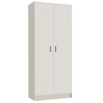 Armoire rangement nettoyage 2 portes en m&eacute;lamine coloris blanc - dim : h180 x l73 x p37 cm -pegane-