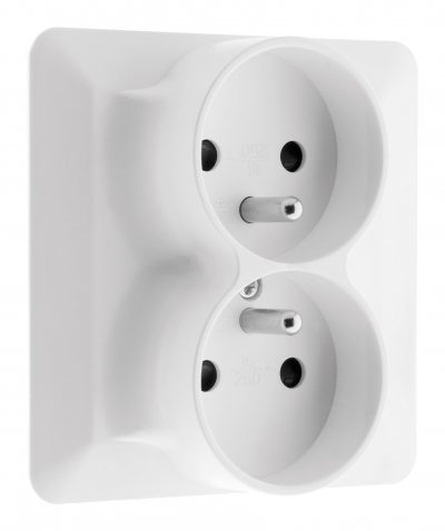 ZENITECH ARTEZO Double prise  avec terre 2P+T 16 A monoposte blanc