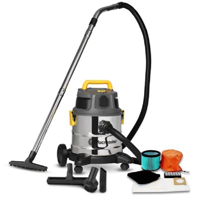 VACMASTER PROFESSIONAL Aspirateur eau et poussi&egrave;res 1600W - 20L inox - 27 Kpa avec prise int&eacute;gr&eacute;e