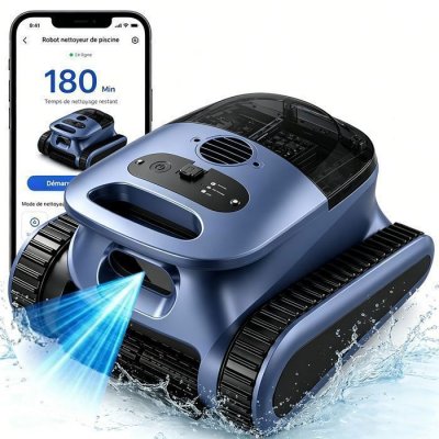 SEAUTO Aspirateur robot de piscine sans fil 180Min & 200m&sup2; d'Autonomie
