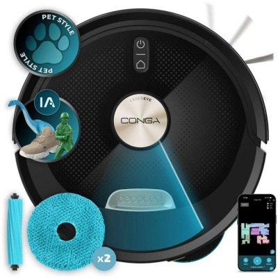 CECOTEC Aspirateur robot laveur -  - Conga M100 Spin AI - 20 000 Pa - 220 m&sup2; - Noir
