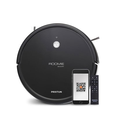 PRIXTON Aspirateur robot roomie smart aspire et lave gyroscope cartographie wifi app noir
