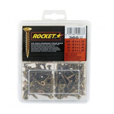 VYNEX Assortiment de 360 vis acier bichromat&eacute; lubrifi&eacute; Rocket