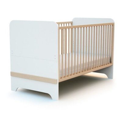 AT4  - Lit &Eacute;volutif 70x140cm CARROUSEL Blanc et H&ecirc;tre Verni