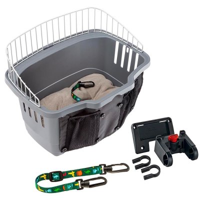 FERPLAST ATLAS Bike 20 Rapid Panier de transport pour v&eacute;lo en plastique pour chien gris 35,5 x 47 x 34,5cm
