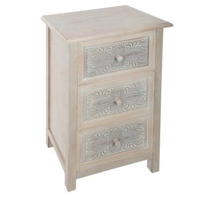 Atmosphera - Commode 3 tiroirs Hina L, 48 x l, 34 x H, 80 cm Blanc 