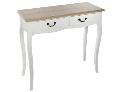 Atmosphera - Console Chrysa - 2 tiroirs - Blanc et Bois - Chrysa