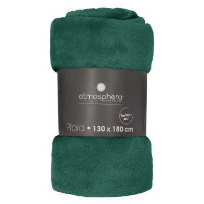 Atmosphera - Grand plaid en Flanelle uni - 180x130 cm - Vert