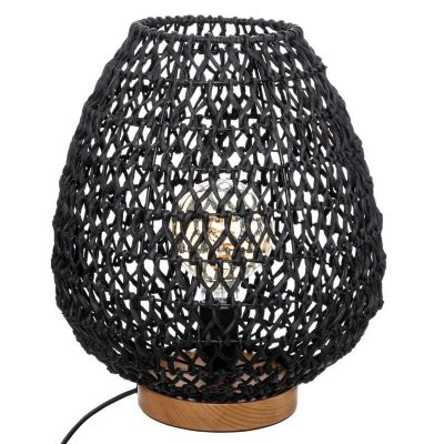 ATMOSPHERA  Lampe ""Etel"" noire, m&eacute;tal   papier H36 cm  - Blanc,Gris,Taupe