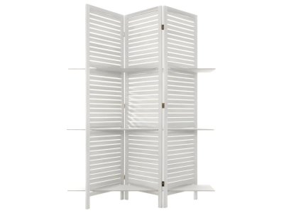Atmosphera Le Depot BAILLEUL - Paravent Bois 3 &eacute;tag&egrave;res Blanc