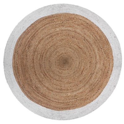 PARIS PRIX Atmosphera - Tapis rond en jute Scandi - Diam. 120 cm - Blanc - Scandi 